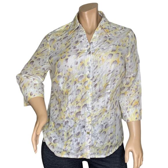Alfred Dunner Collared Blouse Button Down 3/4 Sleeve Animal Print Size 16W - Picture 1 of 13